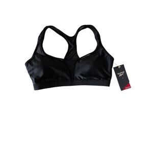Reebok Women's Black Mesh-Inset Racerback Bikini Swim Top Size M NWT $58